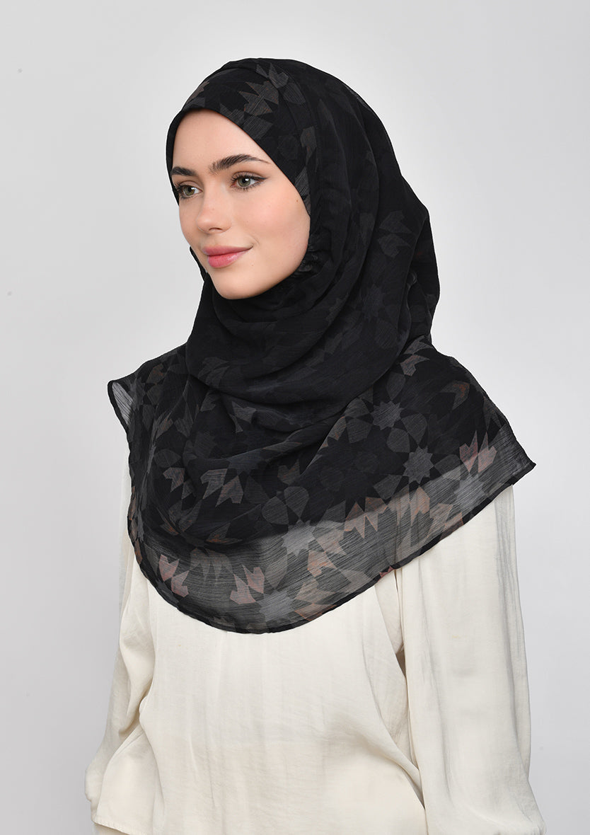 Almas Aswad - Printed Crinkled Chiffon
