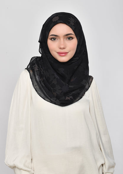 Almas Aswad - Printed Crinkled Chiffon