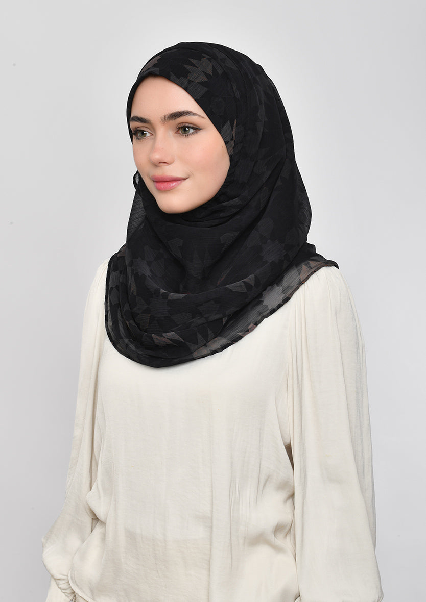 Almas Aswad - Printed Crinkled Chiffon