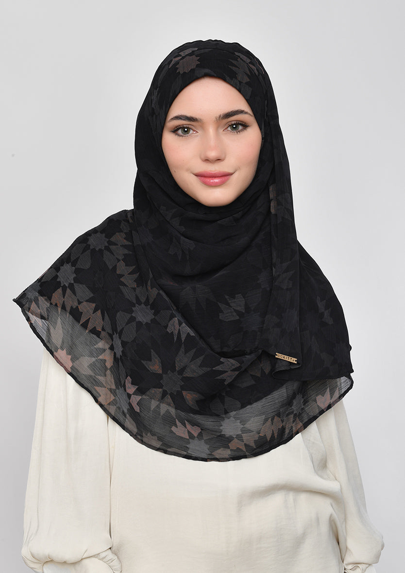 Almas Aswad - Printed Crinkled Chiffon
