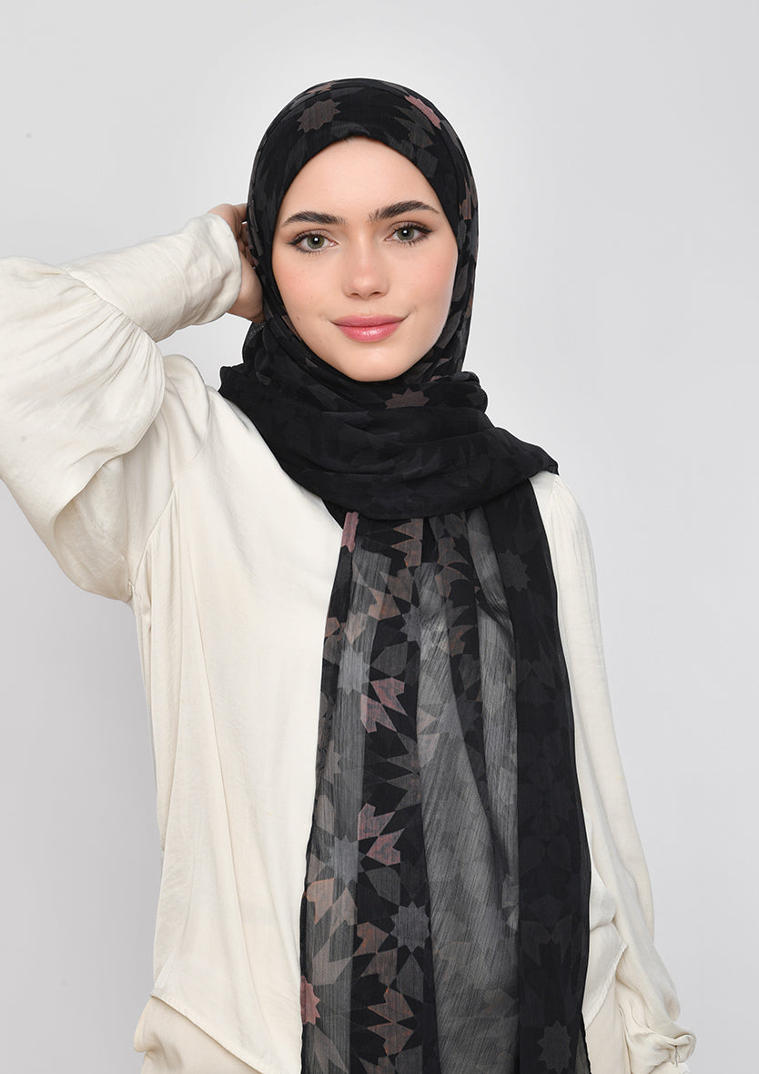 Almas Aswad - Printed Crinkled Chiffon