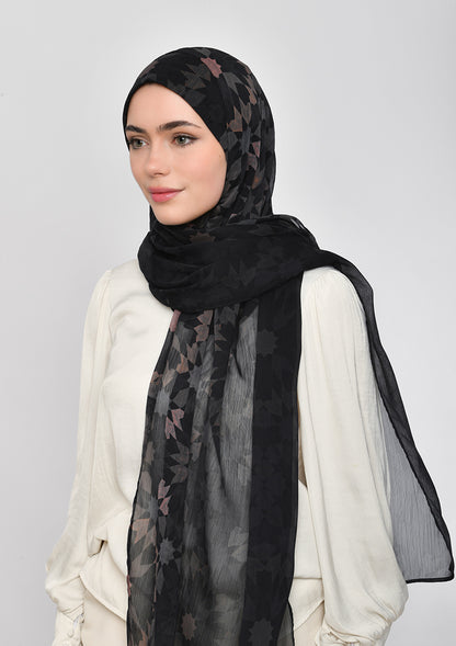 Almas Aswad - Printed Crinkled Chiffon