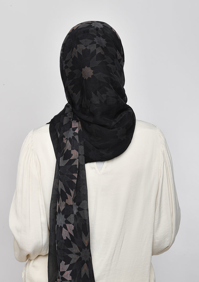Almas Aswad - Printed Crinkled Chiffon