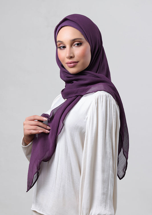 Grape-Plain Crinkled Chiffon