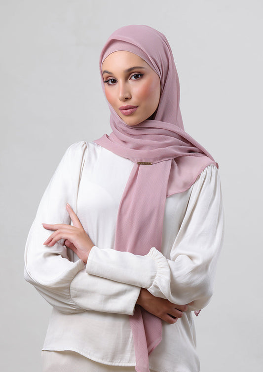 Rose Blush-Plain Crinkled Chiffon